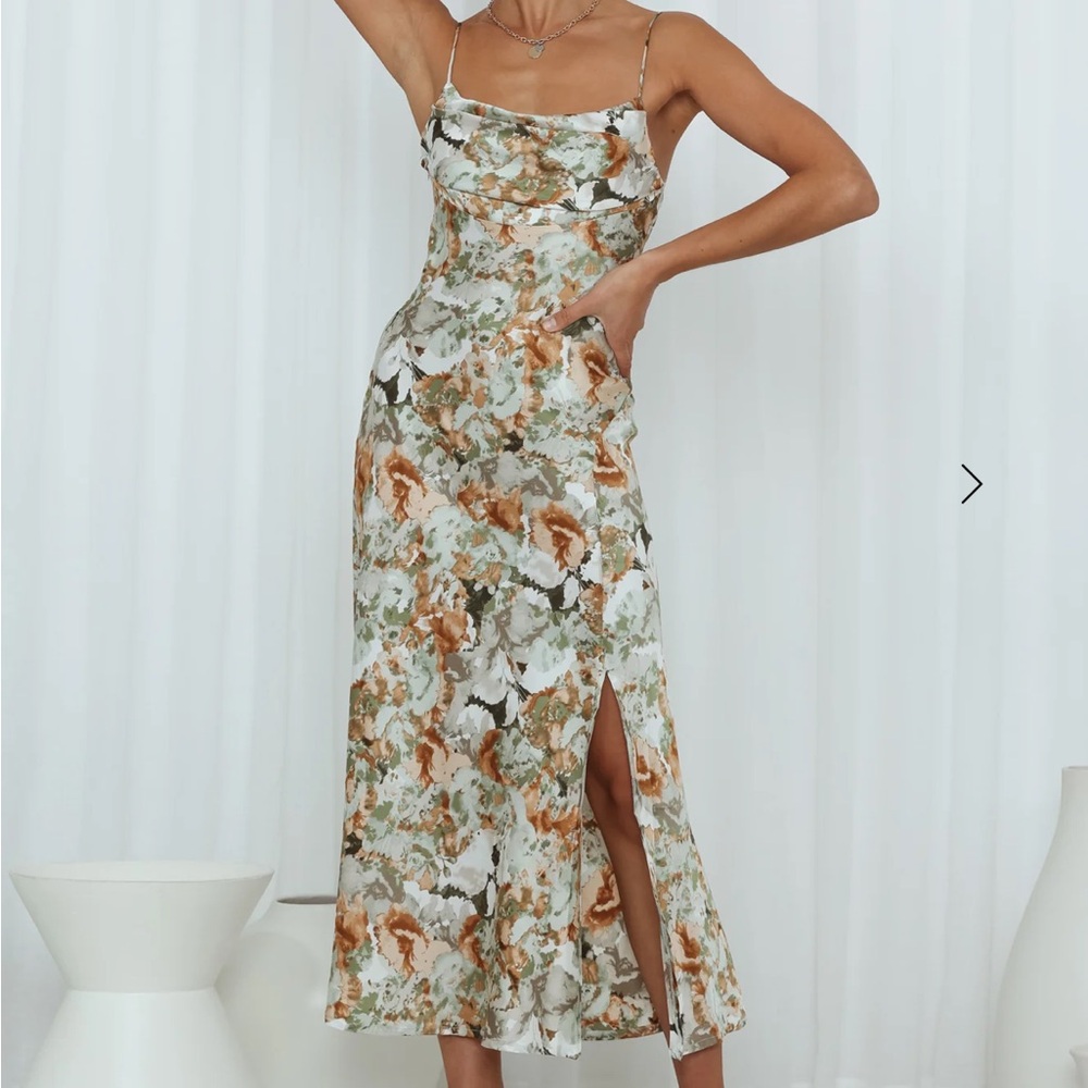 Hello Molly Cream Slit Midi Sundress